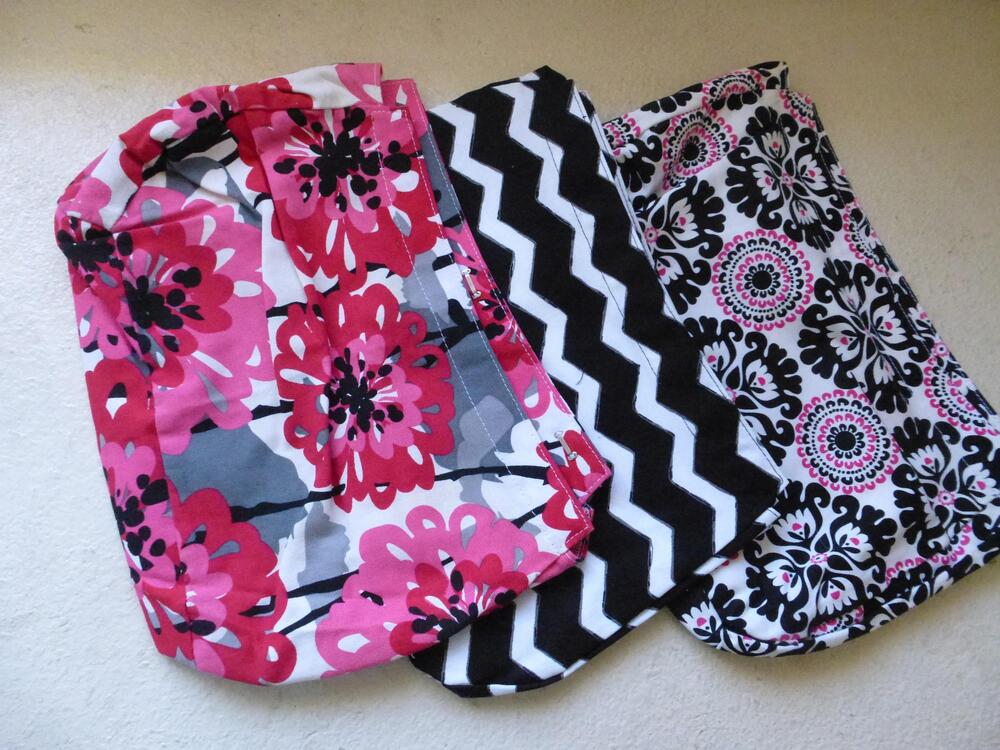 Thirty-One Suite Skirt Purse Covers Set of 3 Womens Black Chevron Pink Floral